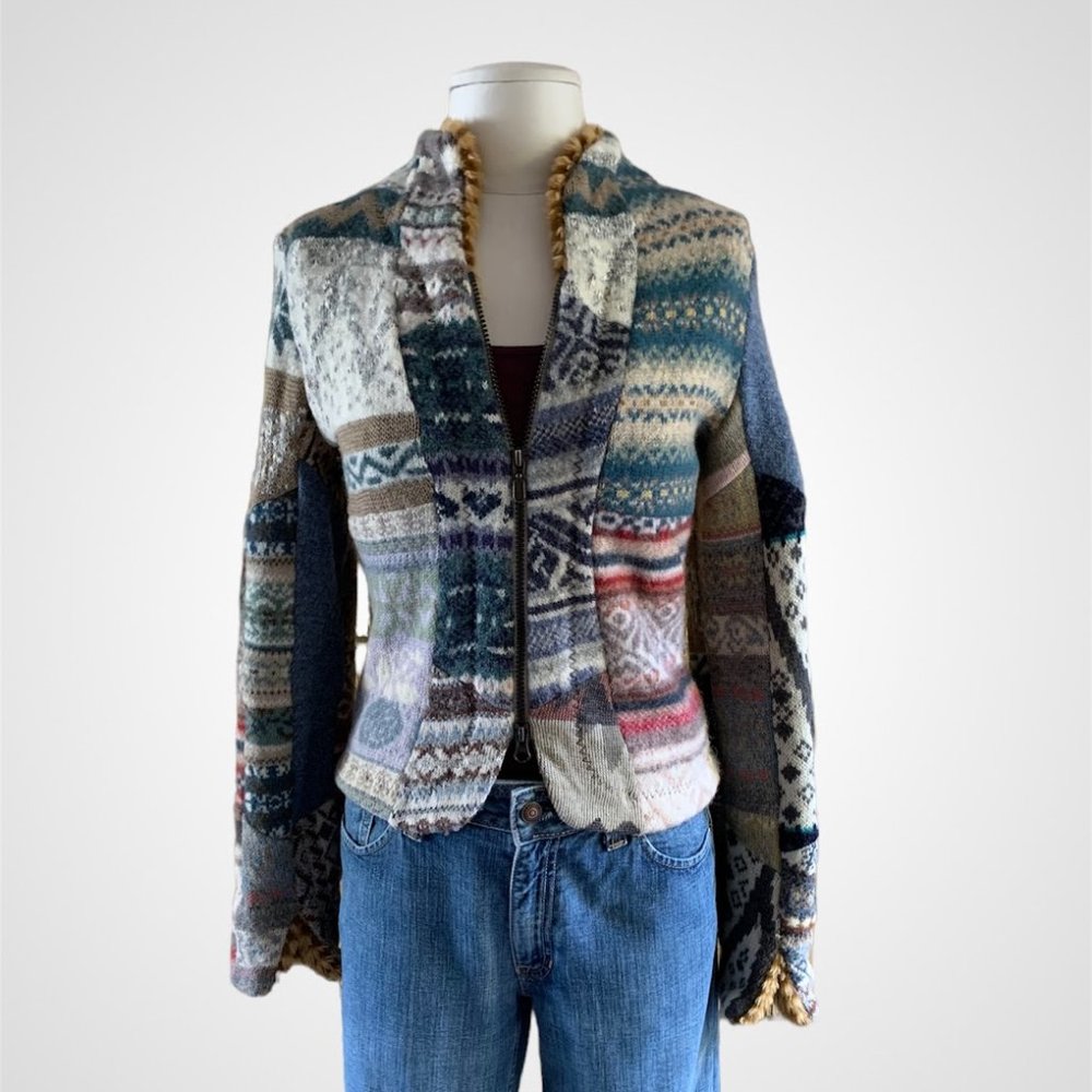 Myco Anna One-of-a-Kind Wool Zip-Up Cardigan Sweaters